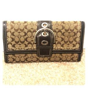 COACH soho signature trifold wallet w/ checkbook